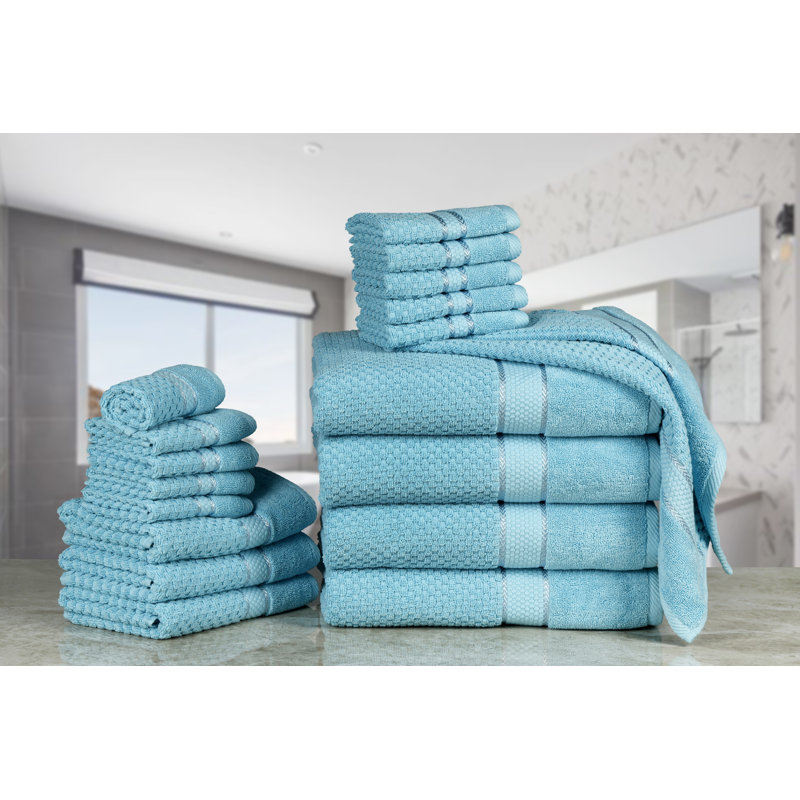 Essuie-mains texturés 100% coton Mulaayam, Bleu ciel, Essuie-mains - paquet de 10