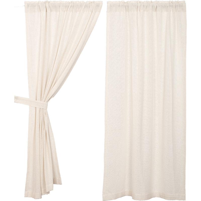 Murtaz 100% Cotton Semi Sheer Curtain Panel Pair, Antique White