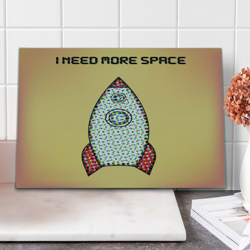 Ambesonne Outer Space Cutting Board Large Size Futuristic Words Multicolor