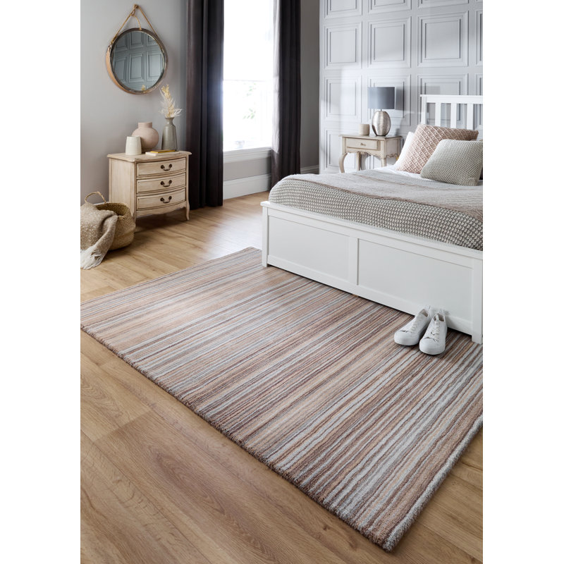Striped Wool Hand Woven Area Rug, Rectangle 80 x 150cm