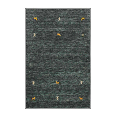 Tapis gris/vert d’olive contemporaine Stegeman