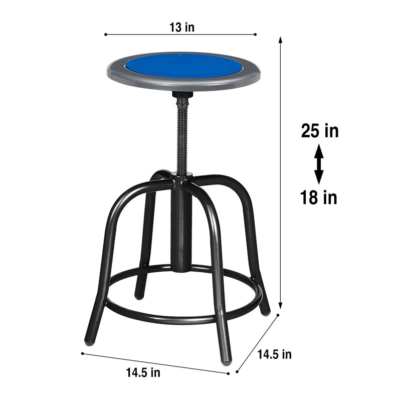 Tabouret pivotant Vince avec siège en acier, bleu foncé, Noir, Marine