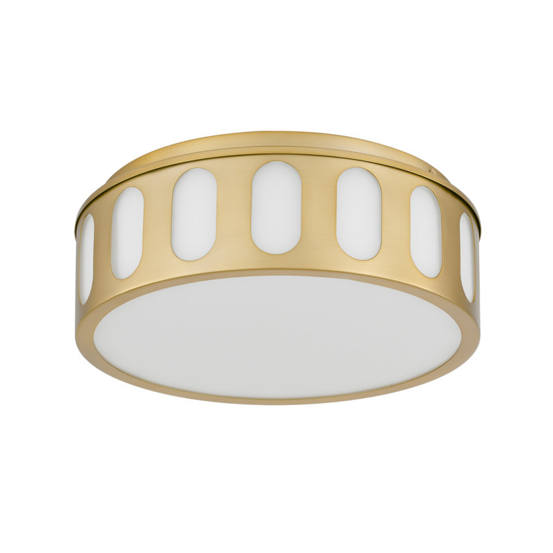 Plafonnier rond rond en laiton antique 11,25 pouces, trois températures de couleur, Doré, H 4,13 po x l 11,25 po x P 11,25 po