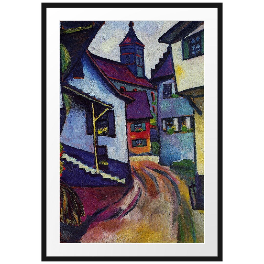 Gerahmter Kunstdruck Street with Church in Kandern von August Macke