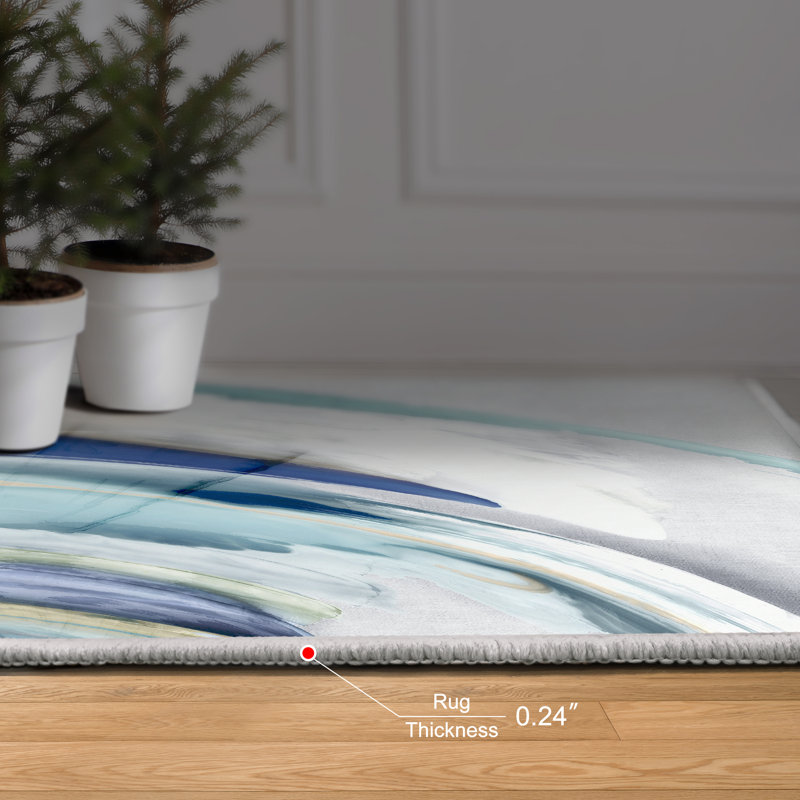 Fantasy Shell II Washable Geometric Area Rug, Power-loomed, Softness with Non-Slipping Backing