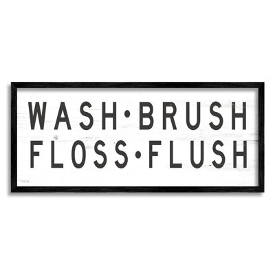 «Wash Brush Floss Flush Bathroom Rules», art mural texturé giclée par Cindy Jacobs_aq-451