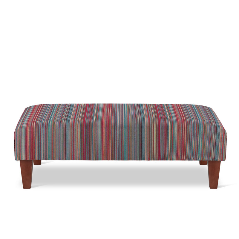 Langsley 80cm Wide Velvet Rectangle Striped Cocktail Ottoman