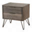 Table de chevet contemporaine en bois massif avec pieds en épingle en métal gris