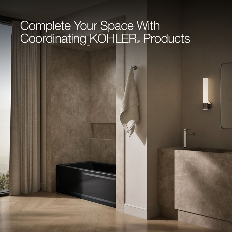 Archer® 66" X 32" Alcove Bath with Bask® Heated Surface, Integral Apron, Integral Flange, and Right-Hand Drain, Black, Right