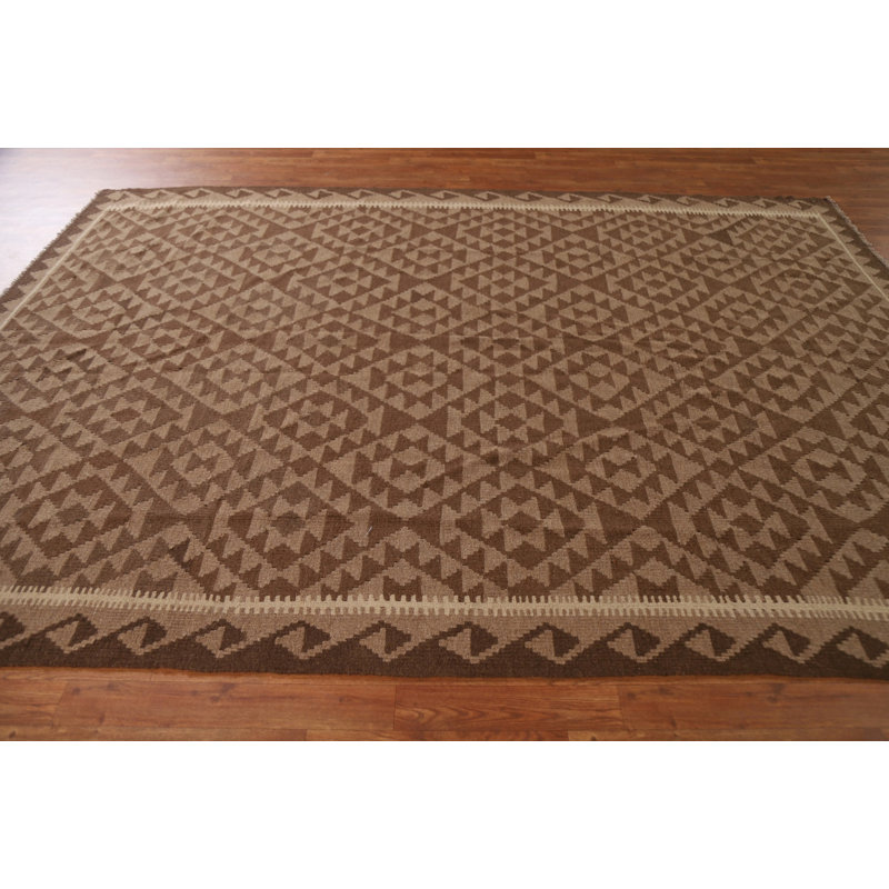 Tapis géométrique tissé à la main Kilim 7 x 10