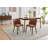 Upholstered Dining Chair with Wood Legs, Wing Backrest, Wooden Kitchen Chair with Thick Cushions-1163809388