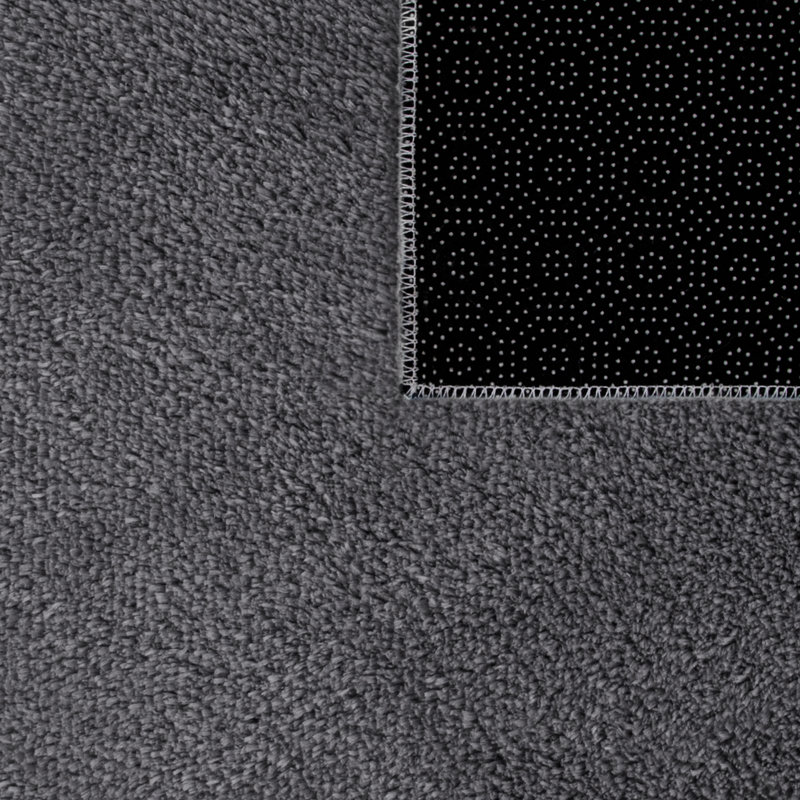 Soft Area Rug In Anthracite Cozy Low-Pile Rug Anti-Slip Solid Color Washable, Rectangle 5'3" x 7'3"