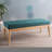 Elegant Teal Bench, Upholstered With Quality Fabric And Birch Leg Foundation Streamlined Seat Wood Frame Textured Cover