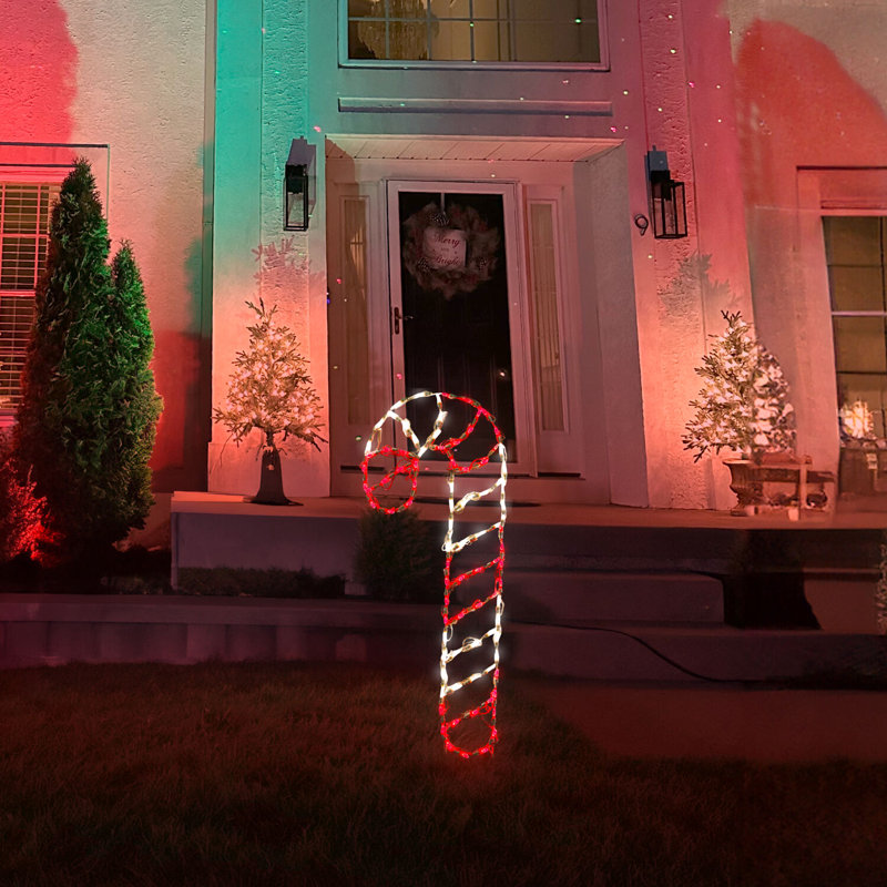 Giant Red and White LED Candy Cane Outdoor Light