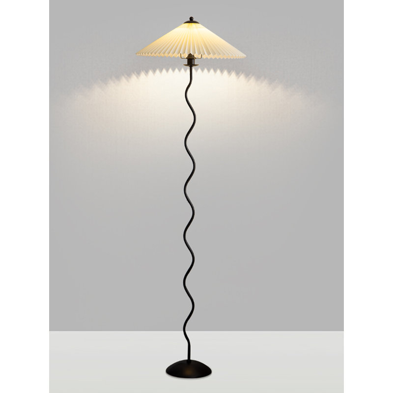 Vintage Iron & Fabric Pleated Floor Lamp