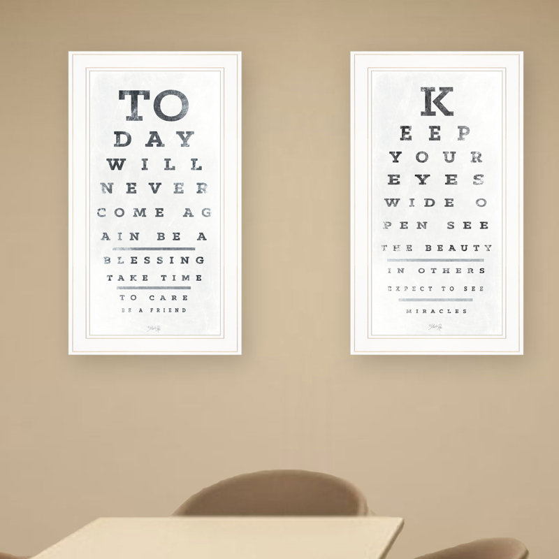 «Eye Charts», art mural encadré 2 pièces pour le salon et la maison par Marla Rae, Blanc