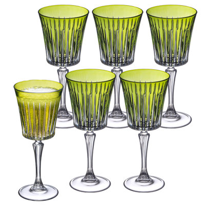 Coloured Wine Glasses - Set of 6 Wine Goblets - Glassware - Water Goblets - 7.5 oz