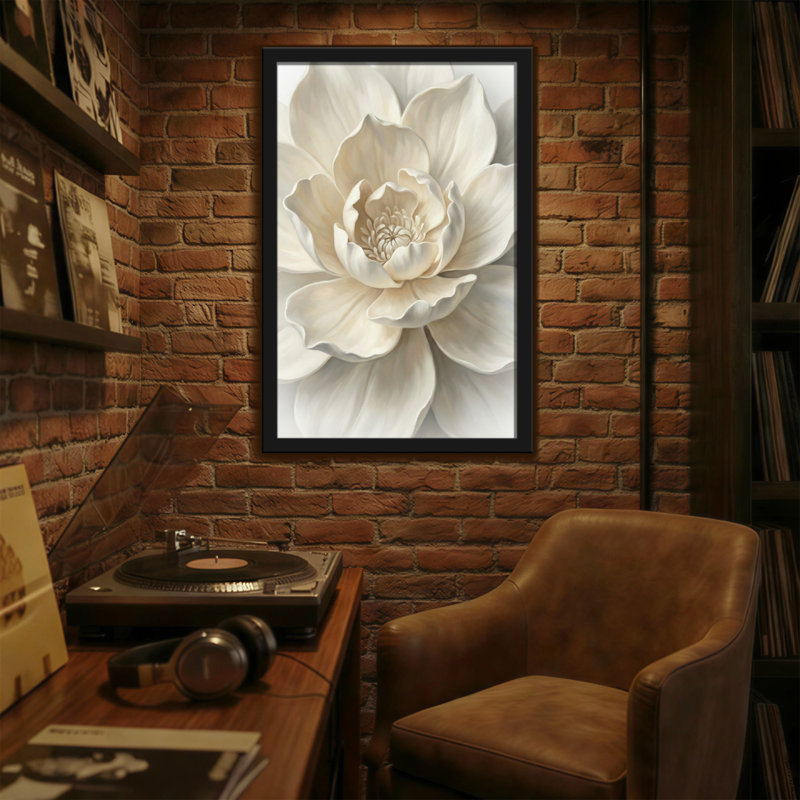 Plantes et fleurs, lotus blanc, reproduction d'art sur toile, H 18 po x l 12 po