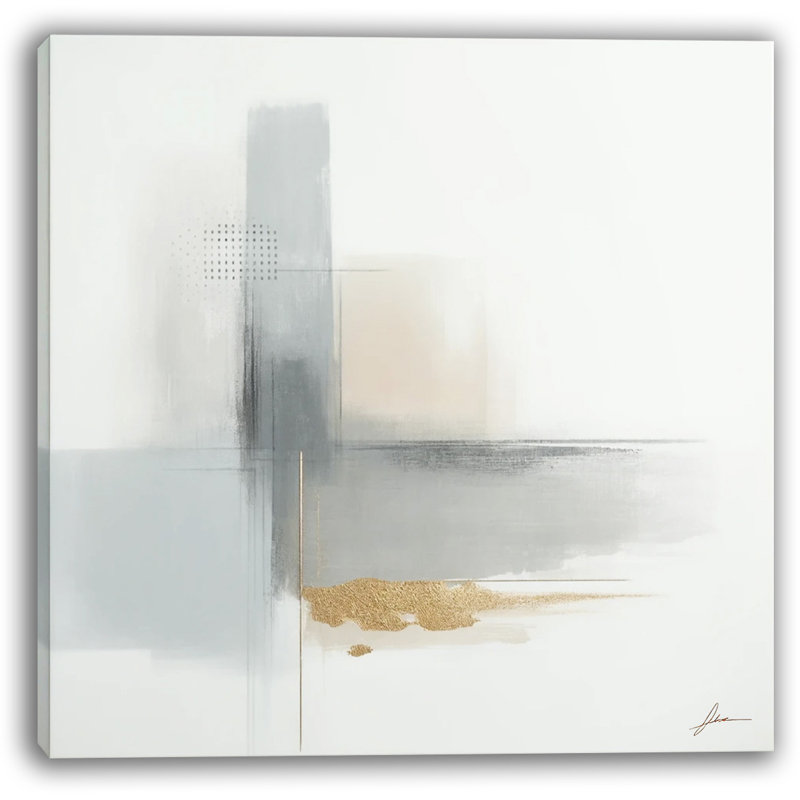 Impression sur toile Minimalist Abstract Gold Brushstroke, H 30 po x l 30 po x P 1,5 po