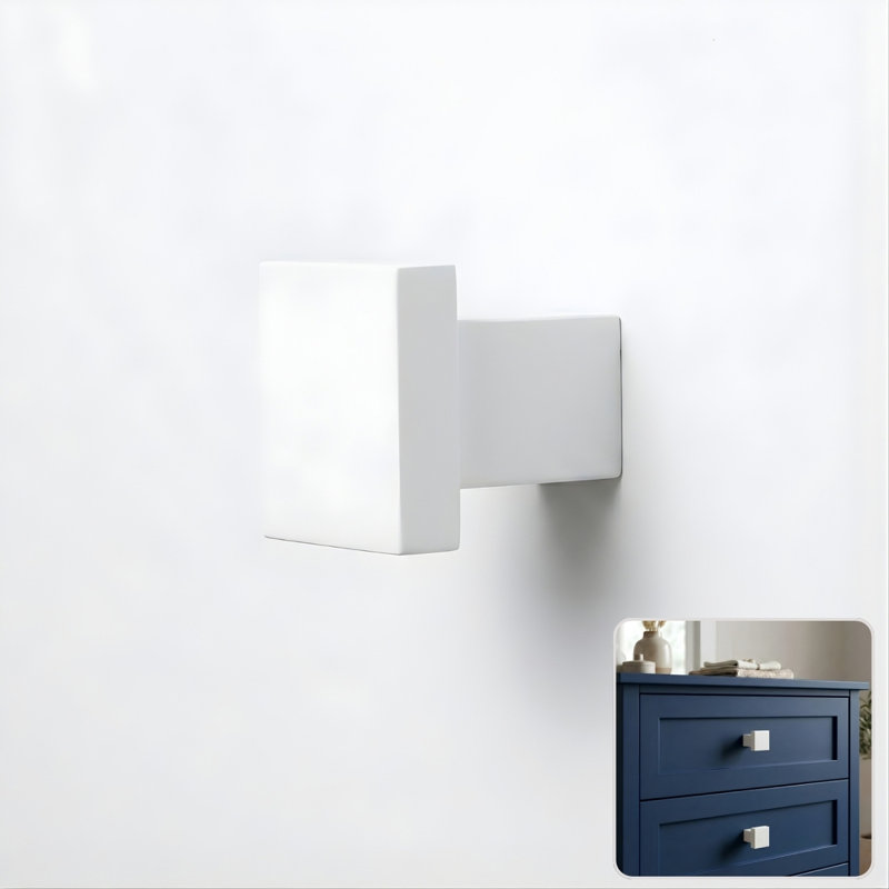 ROUS Hardware Art Deco Square Knob, Snow (White)