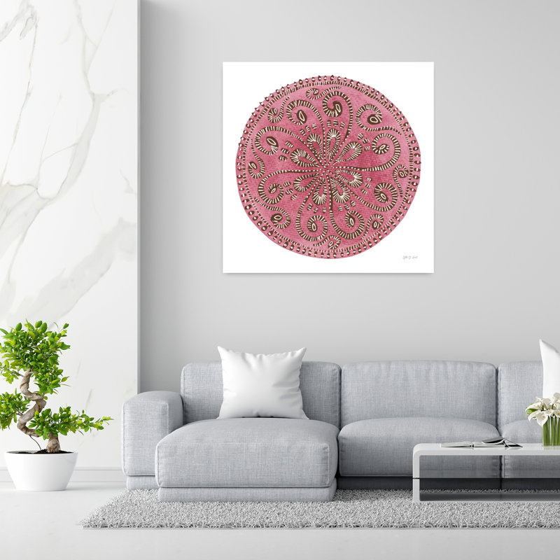 Art abstrait rose mandala rose, H 48 po x l 48 po