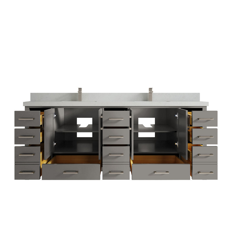 Malibu 84'' Double Bathroom Vanity with Quartz Top