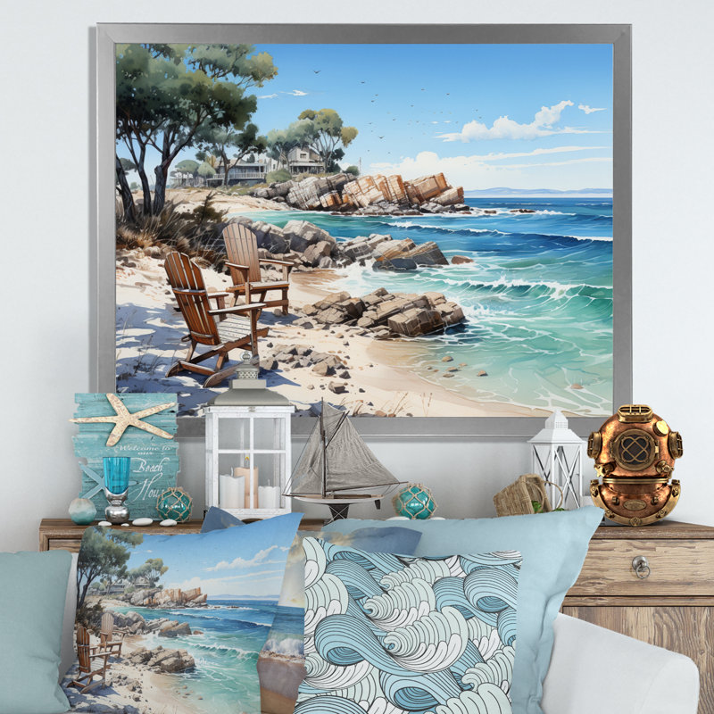 Andress Coastal Lounging I, Cadre simple argenté, H 16 po x l 32 po x P 1 po