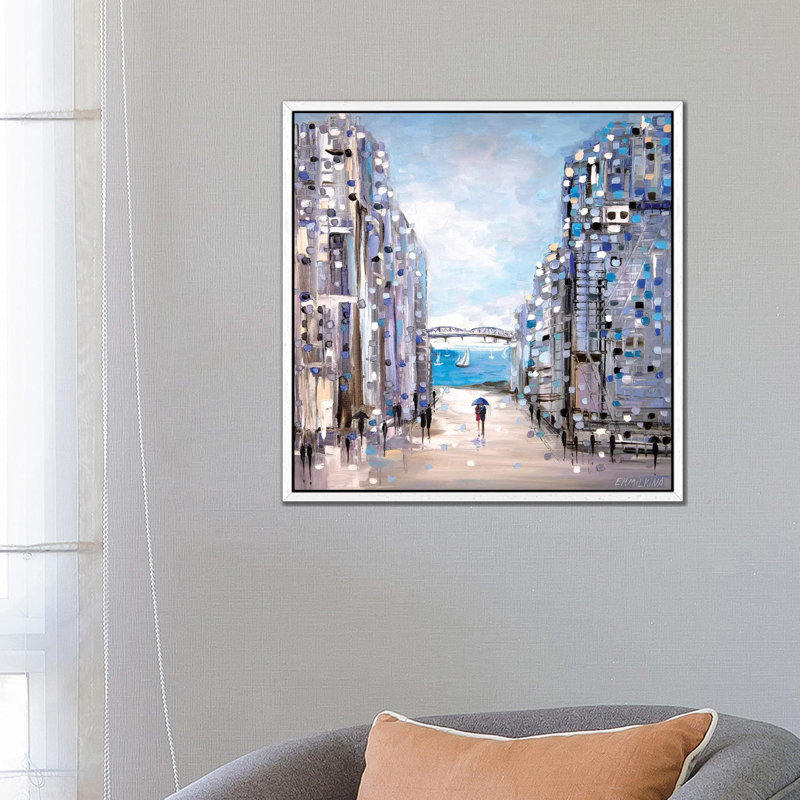 Summer Rain by Ekaterina Ermilkina - Painting on Canvas, 66.04 cm H x 66.04 cm W, White Framed