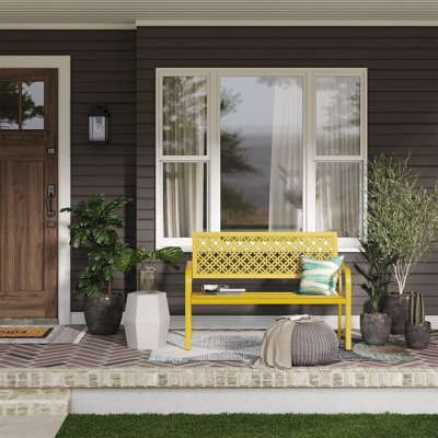 Outdoor Garden Bench with Armrests, Durable Design for Lawn, Yard, Porch, and Lake Shore