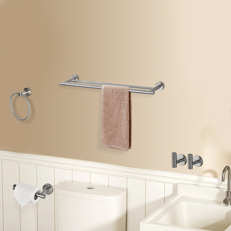 Ensemble de 5 serviettes à serviettes en aluminium avec quincaillerie de fixation, Nickel brossé