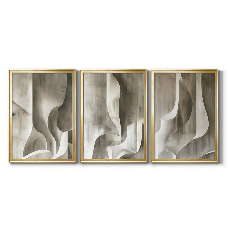 ABSTRACT Series CDLXIX - Toile tendue avec châssis sur mesure - 3 pièces, H 15 po x l 19 po, Doré