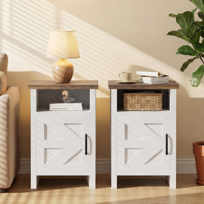 Haslingden Nightstand, 2, White/Brown