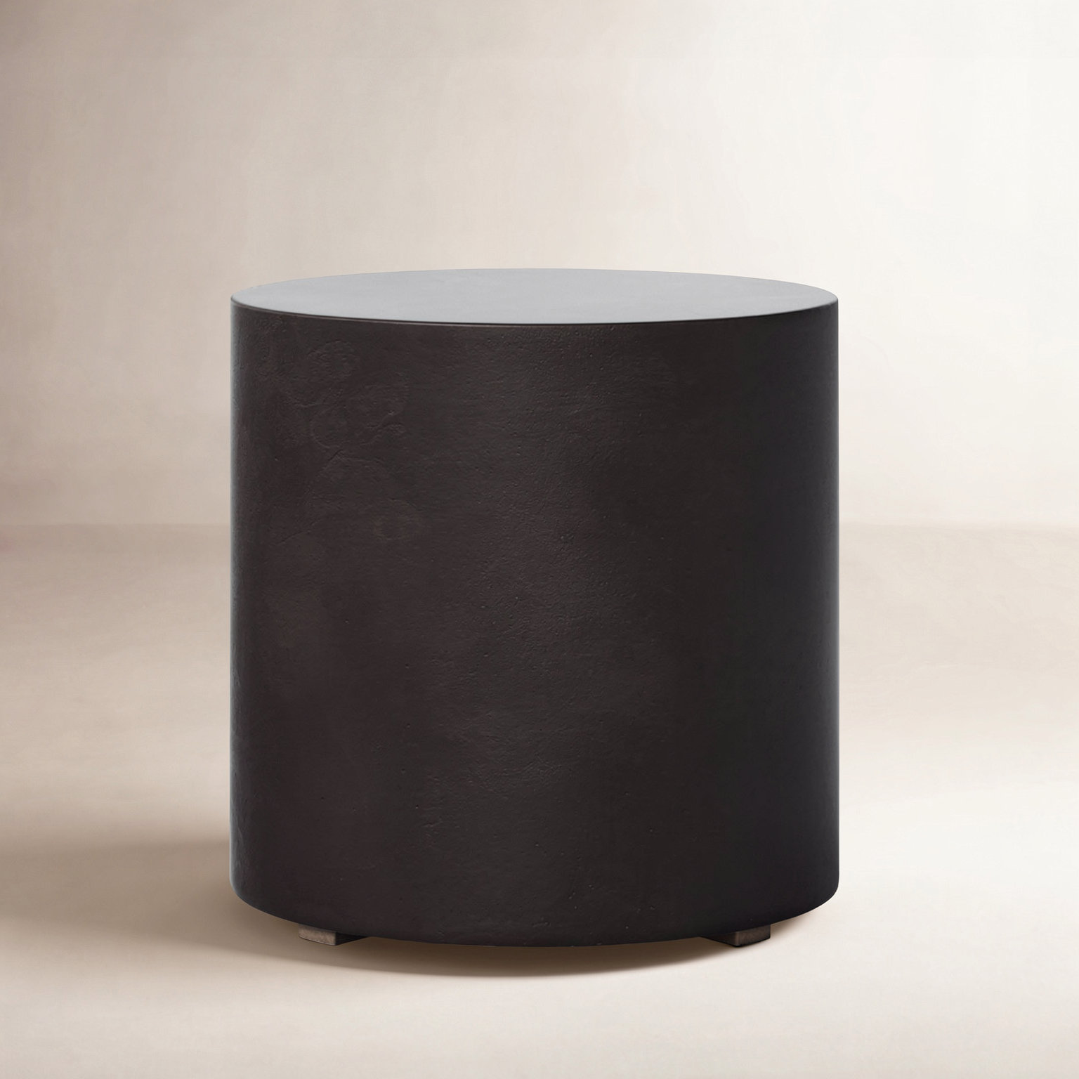 Concrete Pedestal End Table, Lava Brown, 15.75" H x 15.75" W x 15.75" D