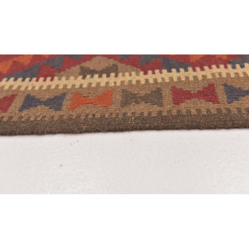 Tapis de zone en laine de chemin de bourgogne 3 pi x 10' à main one-of-kind noué la Lorain