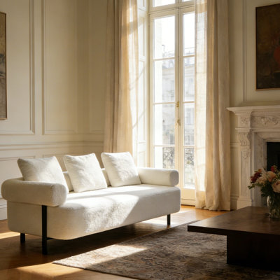 Canapé 3 places de style moderne avec 3 coussins moelleux pour le salon, la chambre à coucher
