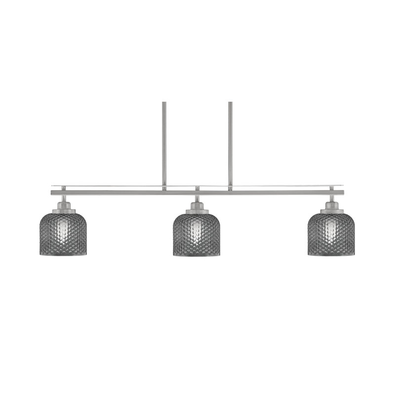 Luminaire pour îlot de cuisine 3 lumières Scituate, nickel brossé, verre fumé 6 po, Clair, Nickel brossé