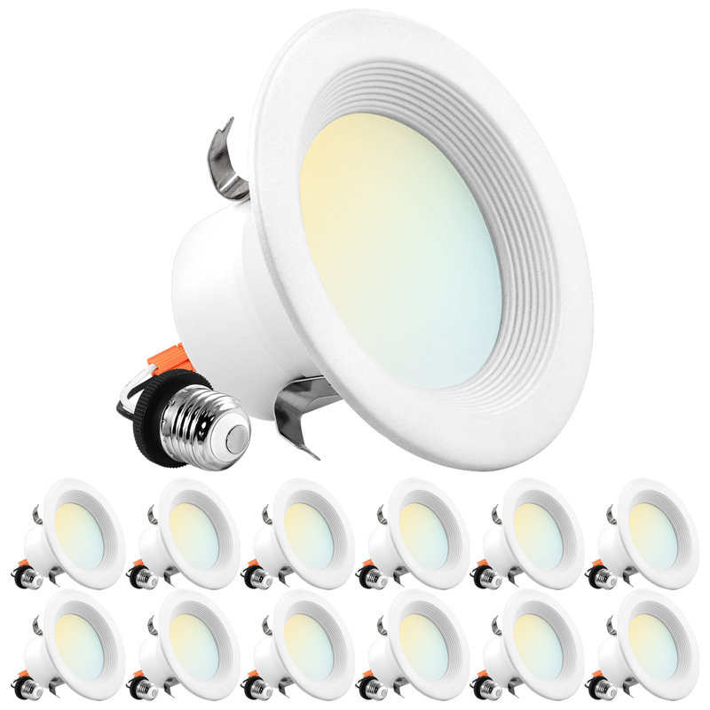 4-Inch White Aluminum LED Recessed Can Light Set