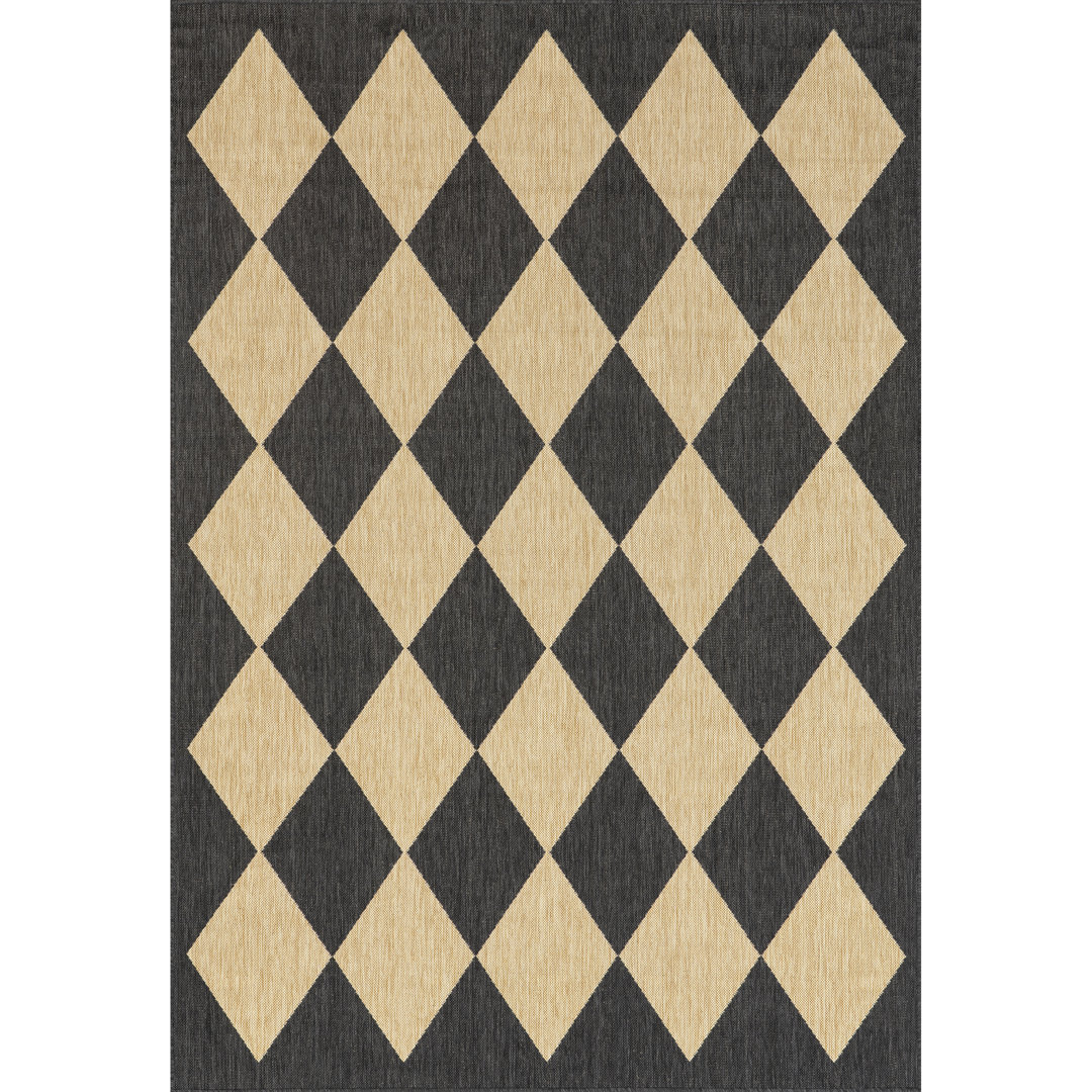 Sabina Diamond Trellis Indoor/Outdoor Area Rug Ebern Designs Rug 