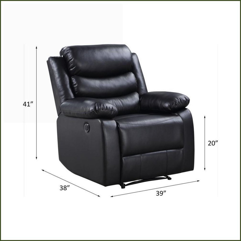 Fauteuils inclinables électriques en similicuir | Noir | Cadre en bois synthétique