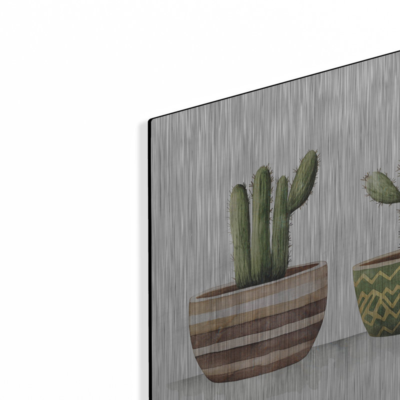 Art mural en métal Dakota Fields «Western Cacti Pots» par Svetlana Aleynikova, H 16 po x l 24 po
