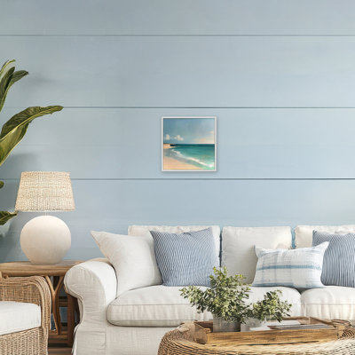 Giclée encadrée «Abstraction Turquoise Horizons», conception par Annabelle Hall