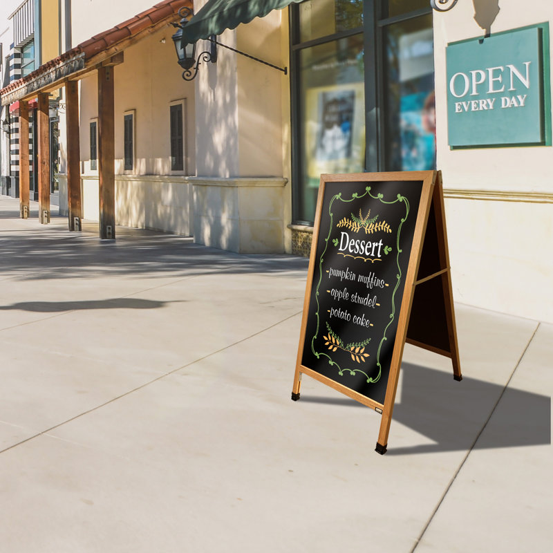 A-Frame Sidewalk Chalkboard, Clear Lacquer, 3' 6" H x 2' W
