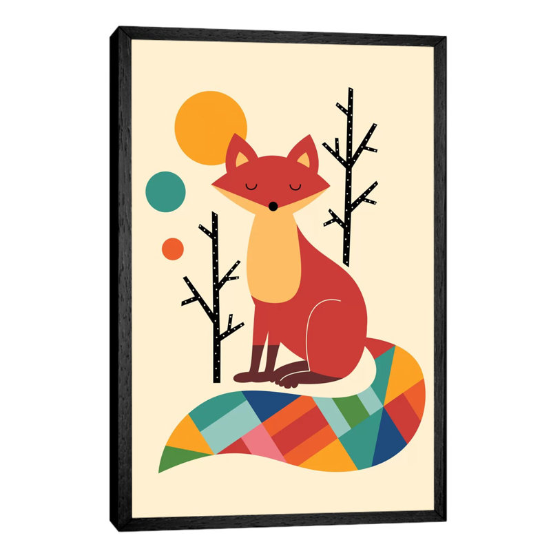 Rainbow Fox by Andy Westface - Print on Canvas, 66.04 cm H x 45.72 cm W, Black Framed