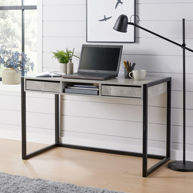 Kraul 120Cm W Rectangular Computer Desk, Black, Grey