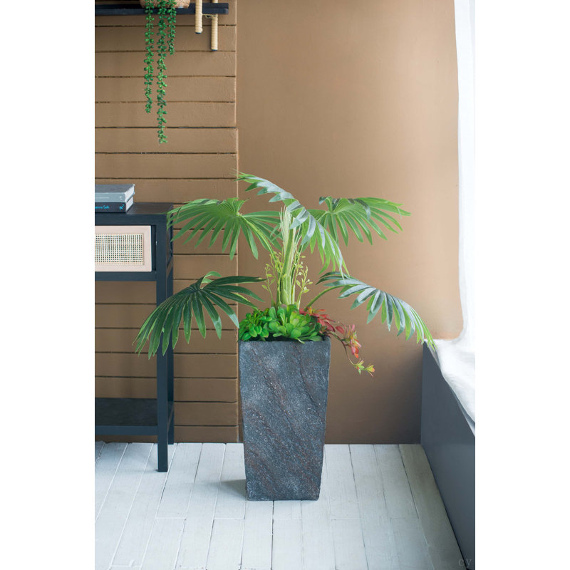 Grande jardinière en ciment pour l'intérieur et l'extérieur, H 15 po x l 9,4 po x P 9,4 po