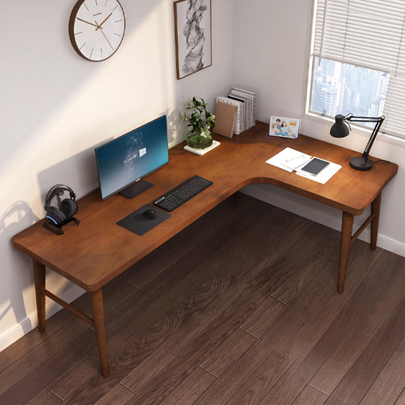 Bureau en bois de noyer en L massif, Retour à droite, H 29,33 po x l 62,6 po x P 39,37 po
