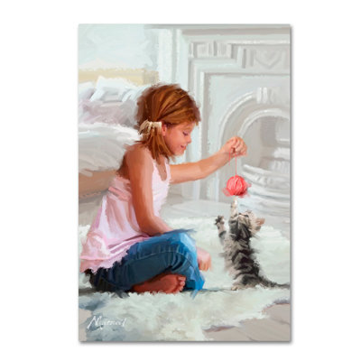 «Girl with Kitten» par Armand, reproduction sur toile