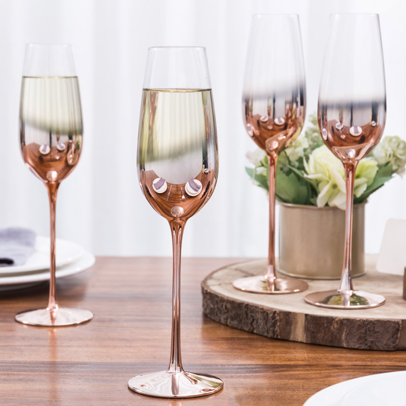 4 Piece 266ml Glass Flute Set