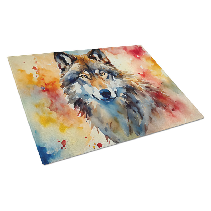 Wolves Wolf  Glass Cutting Board Large
