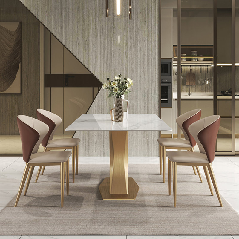 High-end simple rectangular dining table set, 29.5"H x 70.8"L x 35.4"W
